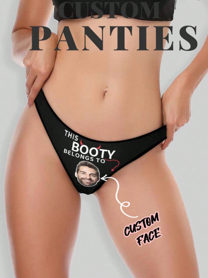 女性用カスタムブリーフ、カスタムフェイス、カスタムボーイフレンドアバター、女性用セクシー下着Tバック、パーソナライズされたバレンタインデーギフト