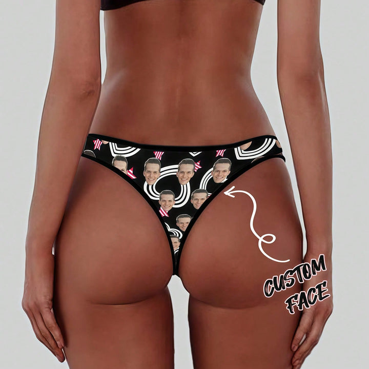 女性用カスタムフェイスTバックパーソナライズ下着、名前入り写真入りカスタマイズパンティー、彼女や奥様へのバレンタインギフト