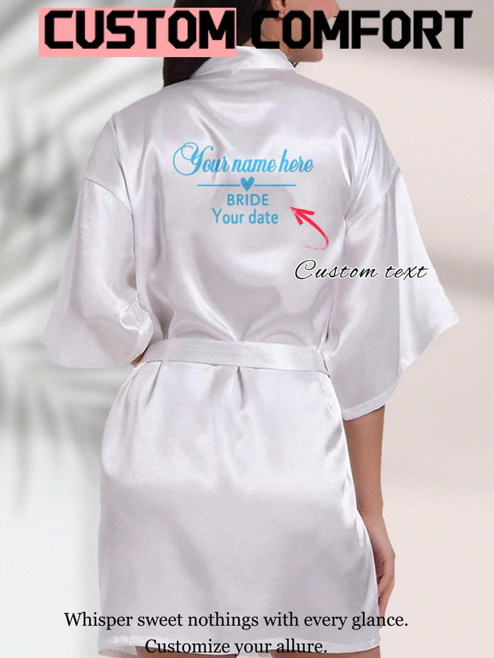 女性用カスタムパジャマ 名前をカスタマイズ 日付をカスタマイズ パーソナライズされたテキストをカスタマイズ 女性用サテンブライダルドレス 快適なナイトガウン