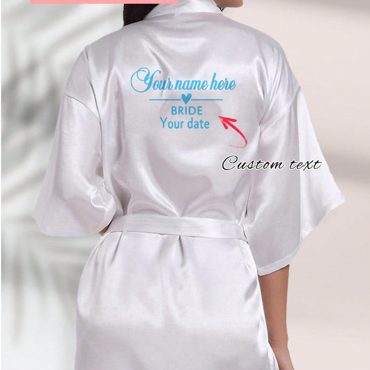 女性用カスタムパジャマ 名前をカスタマイズ 日付をカスタマイズ パーソナライズされたテキストをカスタマイズ 女性用サテンブライダルドレス 快適なナイトガウン
