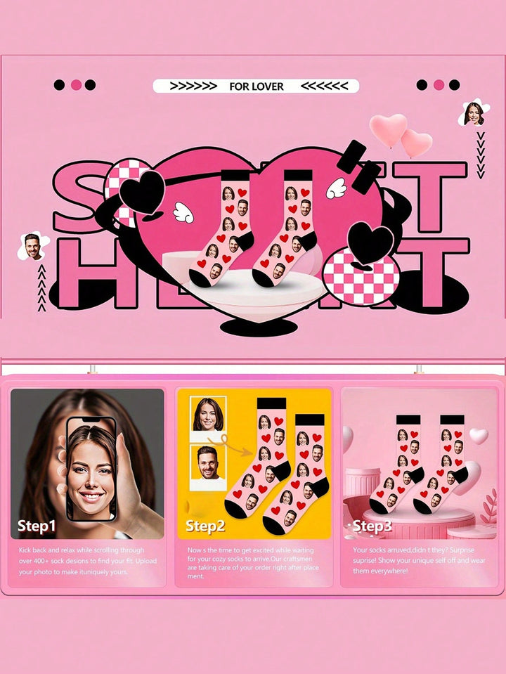 Breathable & Comfortable | Personalized Photo Socks - Customized Fun Round Socks With Face Replacement, Breathable & Comfortable, Perfect Gift For Couples, Valentine's Day, Anniversary, Birthday And Party, Adorable Socks