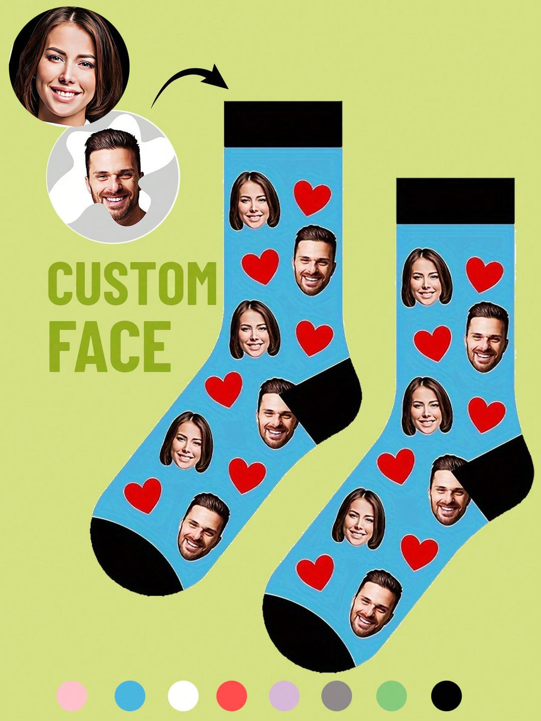 Breathable & Comfortable | Personalized Photo Socks - Customized Fun Round Socks With Face Replacement, Breathable & Comfortable, Perfect Gift For Couples, Valentine's Day, Anniversary, Birthday And Party, Adorable Socks