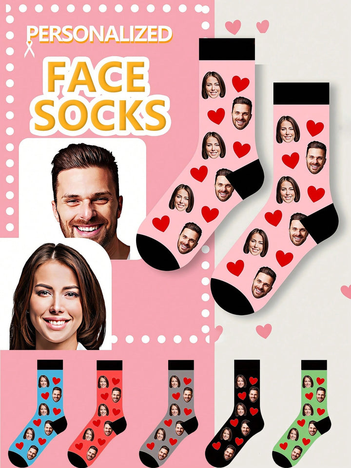 Breathable & Comfortable | Personalized Photo Socks - Customized Fun Round Socks With Face Replacement, Breathable & Comfortable, Perfect Gift For Couples, Valentine's Day, Anniversary, Birthday And Party, Adorable Socks