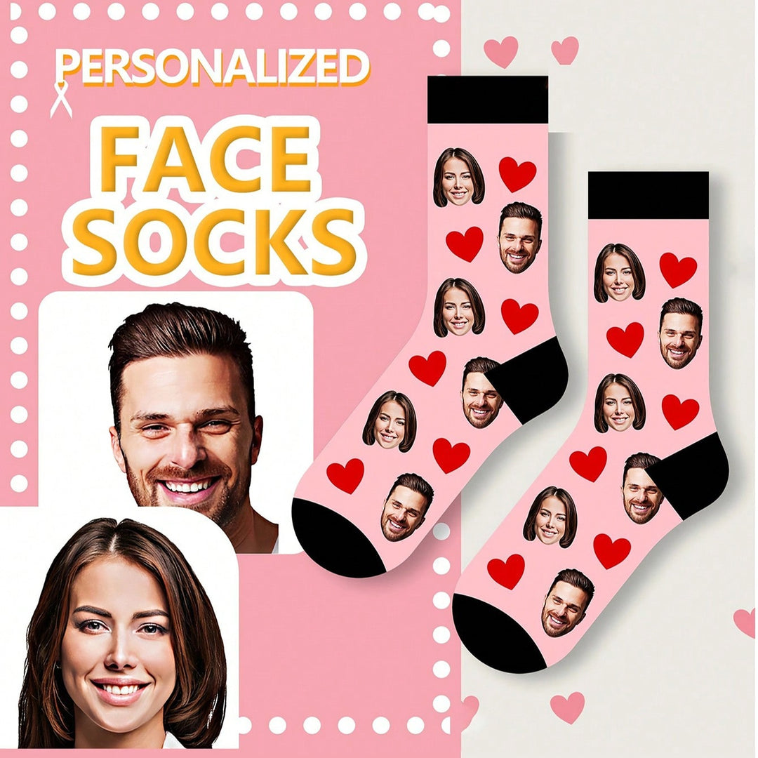 Breathable & Comfortable | Personalized Photo Socks - Customized Fun Round Socks With Face Replacement, Breathable & Comfortable, Perfect Gift For Couples, Valentine's Day, Anniversary, Birthday And Party, Adorable Socks