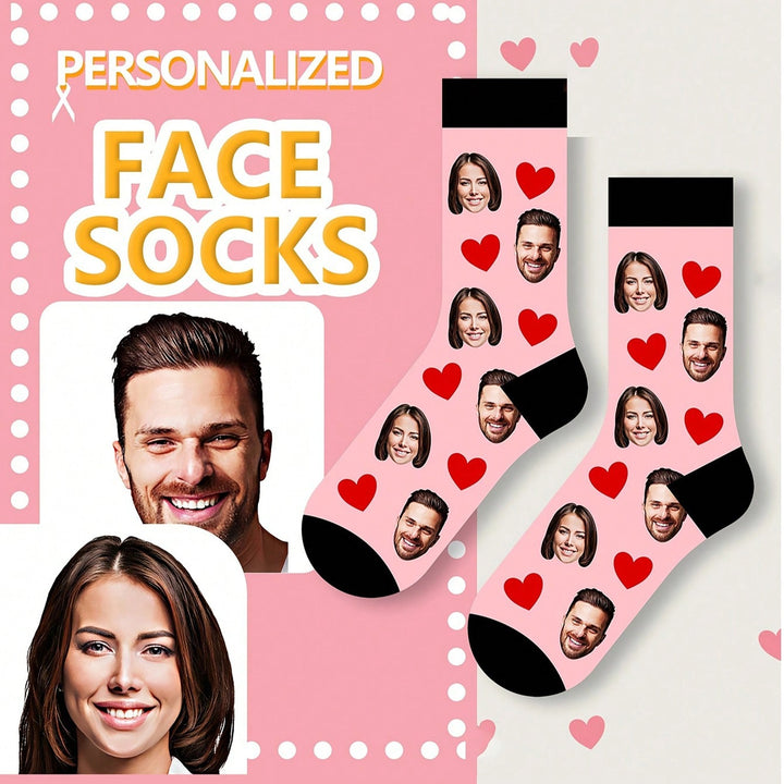 Breathable & Comfortable | Personalized Photo Socks - Customized Fun Round Socks With Face Replacement, Breathable & Comfortable, Perfect Gift For Couples, Valentine's Day, Anniversary, Birthday And Party, Adorable Socks