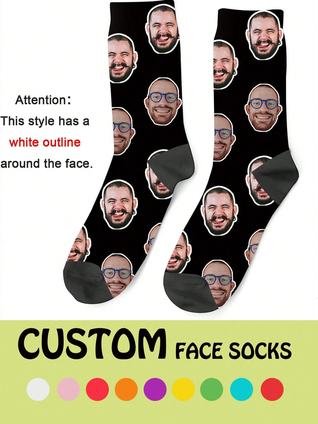Personalized Photo Socks - Customized Fun Crew Socks With Face Replacement, Breathable & Comfortable, Perfect Gift For Couples, Husband, Wife, For Valentine's Day, Anniversary, Birthday, Parties, Holidays