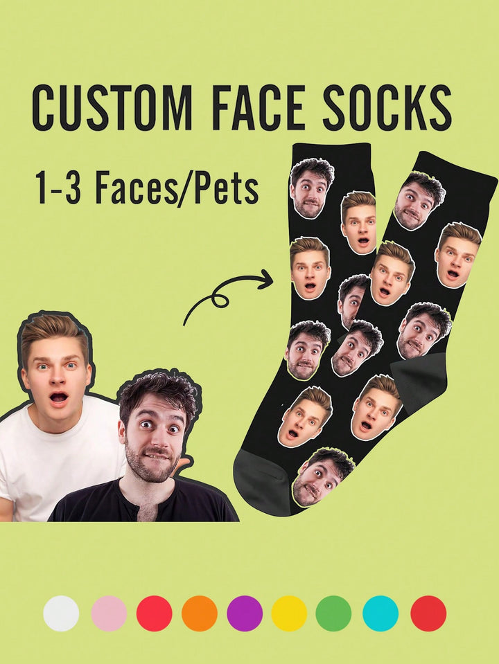 Personalized Photo Socks - Customized Fun Crew Socks With Face Replacement, Breathable & Comfortable, Perfect Gift For Couples, Husband, Wife, For Valentine's Day, Anniversary, Birthday, Parties, Holidays