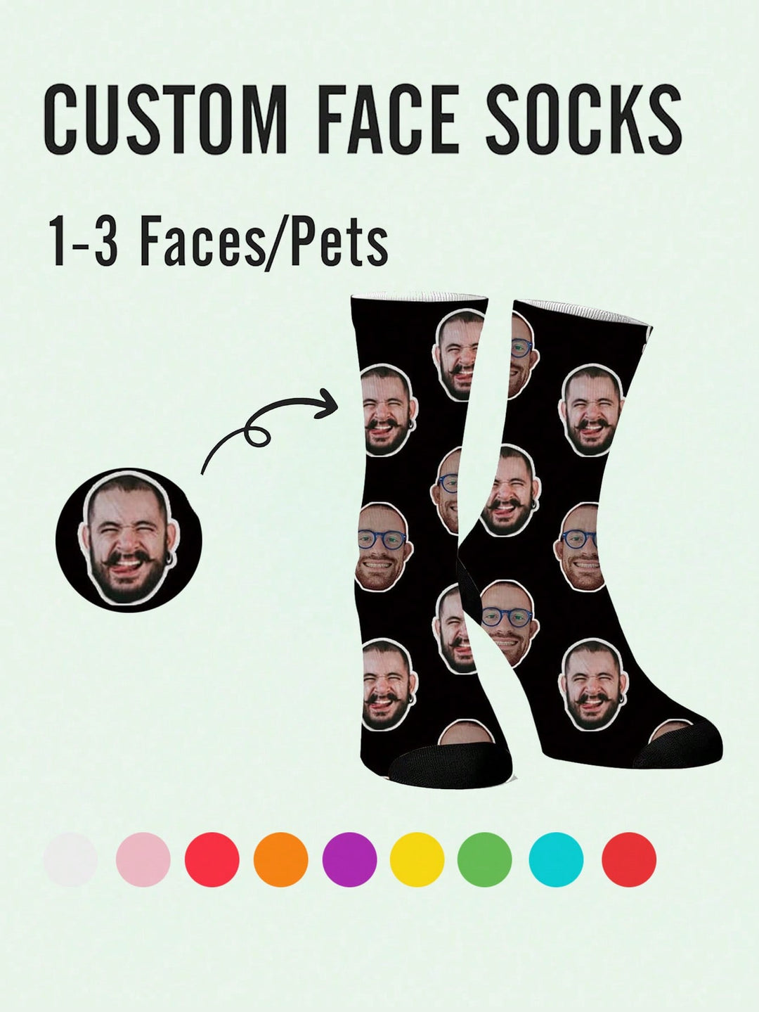 Personalized Photo Socks - Customized Fun Crew Socks With Face Replacement, Breathable & Comfortable, Perfect Gift For Couples, Husband, Wife, For Valentine's Day, Anniversary, Birthday, Parties, Holidays