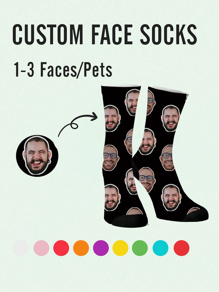 Personalized Photo Socks - Customized Fun Crew Socks With Face Replacement, Breathable & Comfortable, Perfect Gift For Couples, Husband, Wife, For Valentine's Day, Anniversary, Birthday, Parties, Holidays