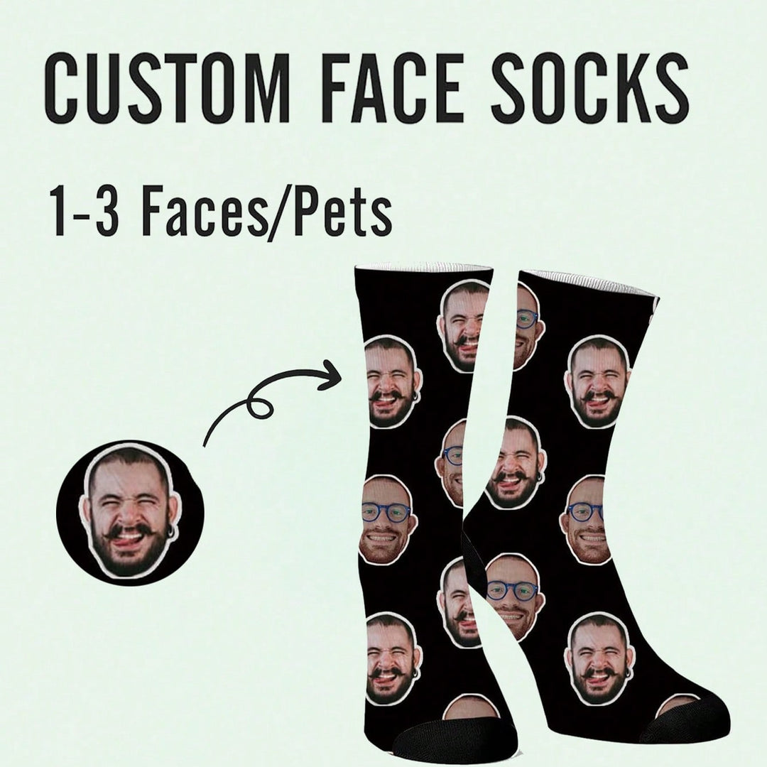 Personalized Photo Socks - Customized Fun Crew Socks With Face Replacement, Breathable & Comfortable, Perfect Gift For Couples, Husband, Wife, For Valentine's Day, Anniversary, Birthday, Parties, Holidays