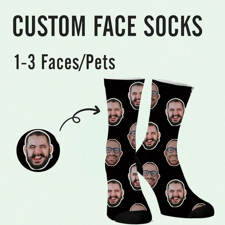 Personalized Photo Socks - Customized Fun Crew Socks With Face Replacement, Breathable & Comfortable, Perfect Gift For Couples, Husband, Wife, For Valentine's Day, Anniversary, Birthday, Parties, Holidays