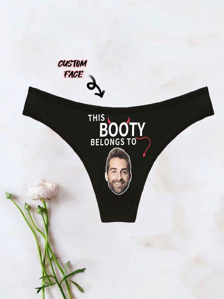 女性用カスタムブリーフ、カスタムフェイス、カスタムボーイフレンドアバター、女性用セクシー下着Tバック、パーソナライズされたバレンタインデーギフト