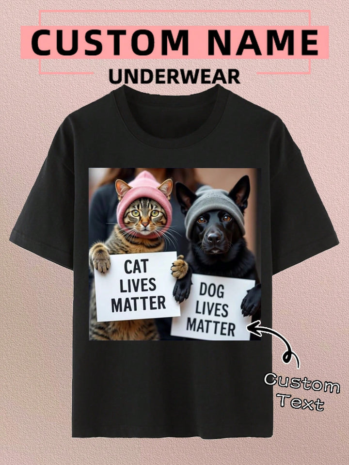 カスタマイズされたパーソナライズされたゆったりとしたラウンドネックのカジュアルTシャツ - テキストを追加できるボーイフレンドまたはガールフレンドのカップル向けカスタマイズ可能なTシャツ、誕生日プレゼントでパーソナライズされたプリントTシャツをデザイン