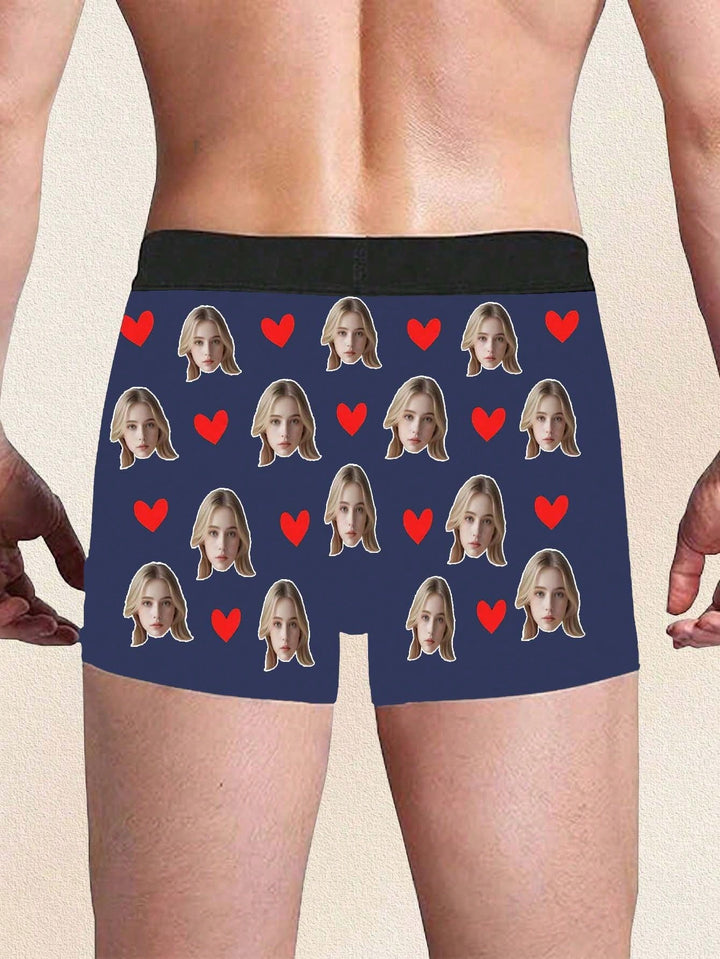 ボーイフレンド、夫、お父さんのための顔入り1ピースカスタムボクサー、写真入りカスタム下着、写真ボクサー、写真ボクサー、パーソナライズされたギフト。