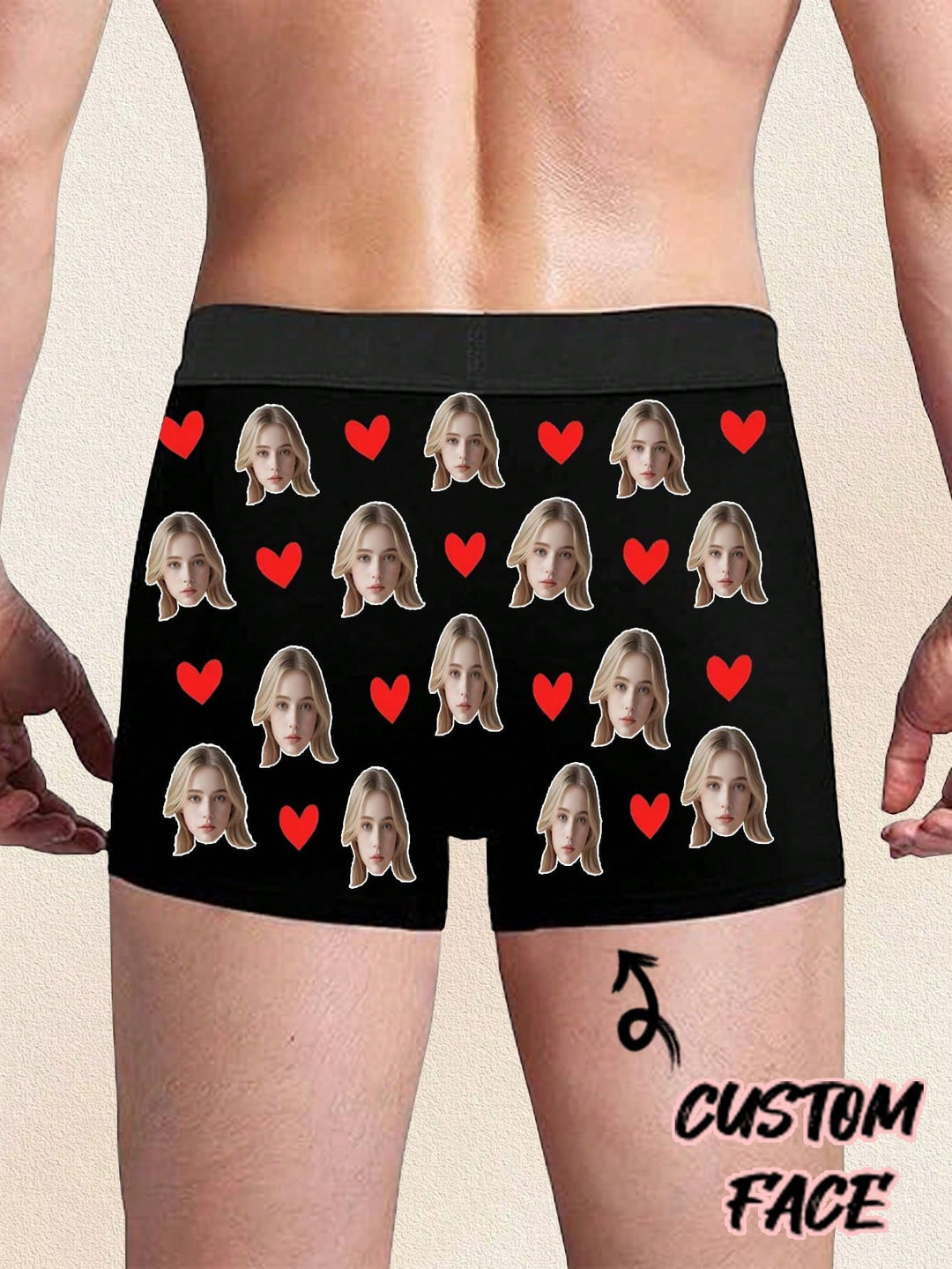 ボーイフレンド、夫、お父さんのための顔入り1ピースカスタムボクサー、写真入りカスタム下着、写真ボクサー、写真ボクサー、パーソナライズされたギフト。