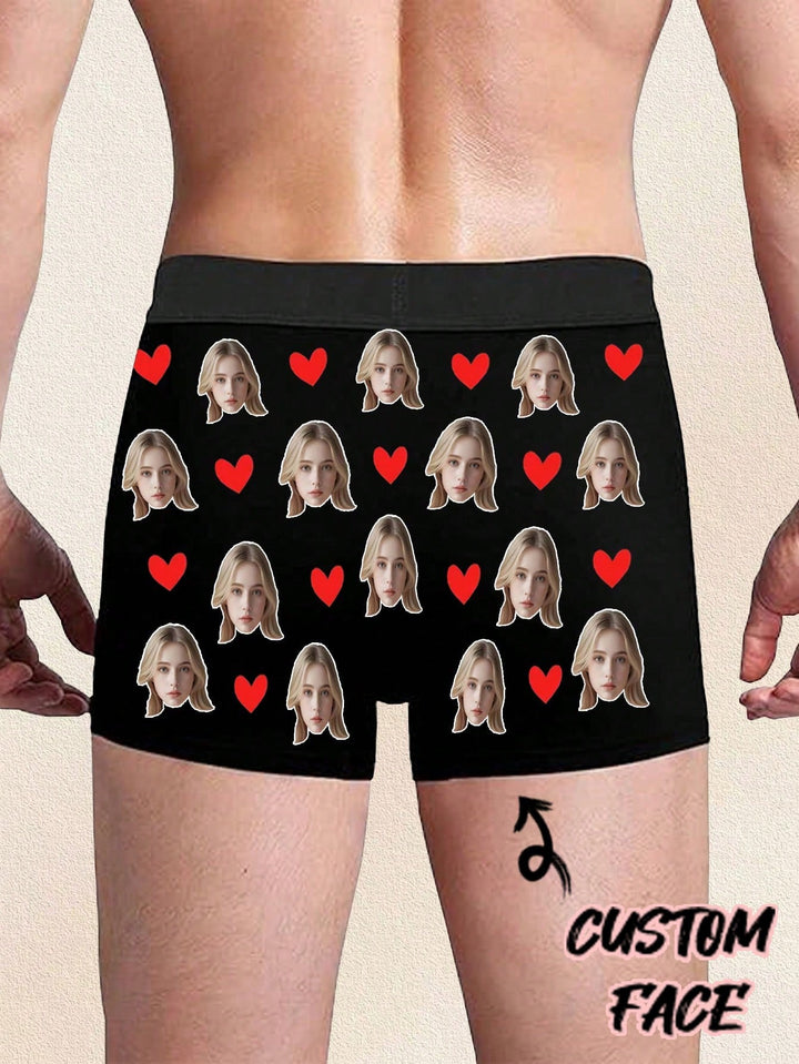 ボーイフレンド、夫、お父さんのための顔入り1ピースカスタムボクサー、写真入りカスタム下着、写真ボクサー、写真ボクサー、パーソナライズされたギフト。