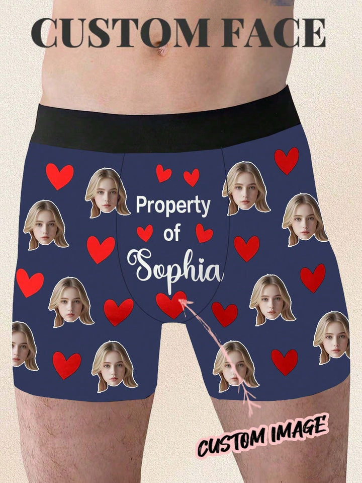 ボーイフレンド、夫、お父さんのための顔入り1ピースカスタムボクサー、写真入りカスタム下着、写真ボクサー、写真ボクサー、パーソナライズされたギフト。