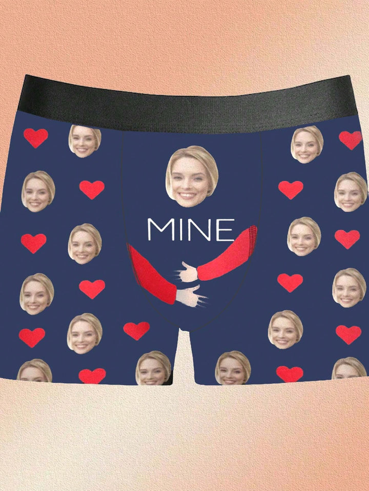 ボーイフレンド、夫、お父さんのための顔入り1ピースカスタムボクサー、写真入りカスタム下着、写真ボクサー、写真ボクサー、パーソナライズされたギフト。