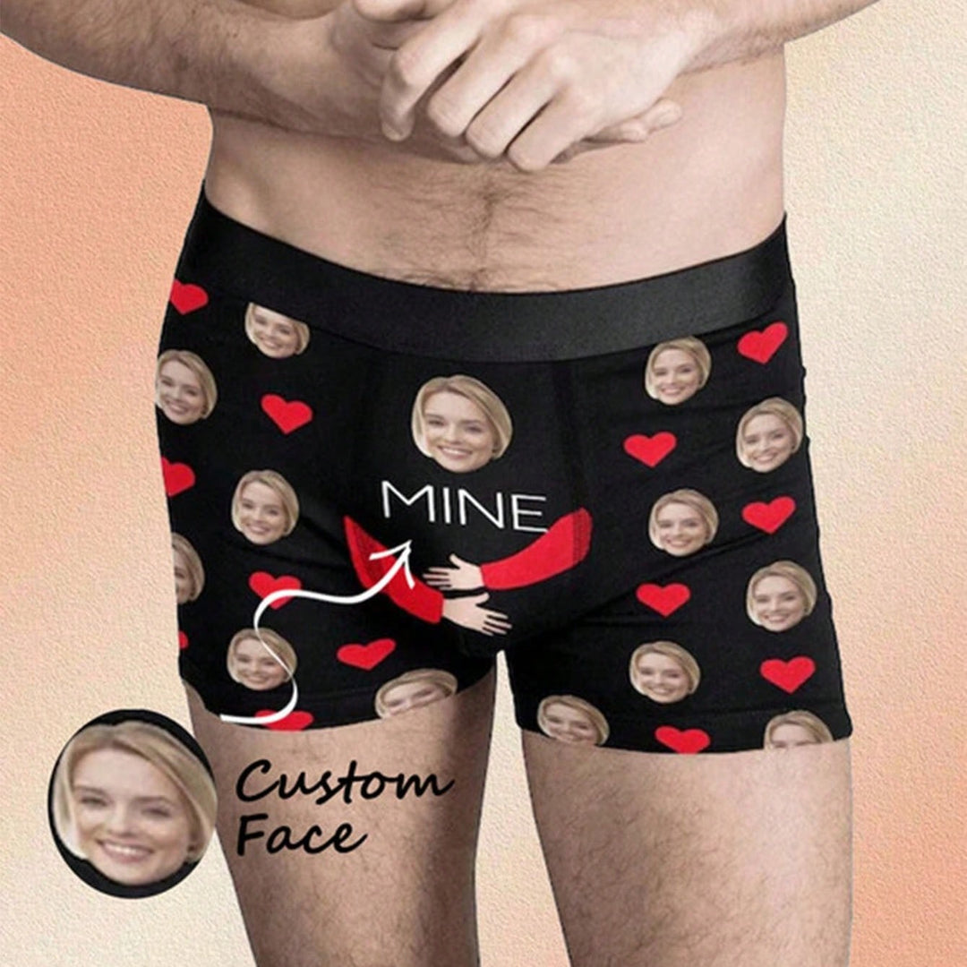 ボーイフレンド、夫、お父さんのための顔入り1ピースカスタムボクサー、写真入りカスタム下着、写真ボクサー、写真ボクサー、パーソナライズされたギフト。