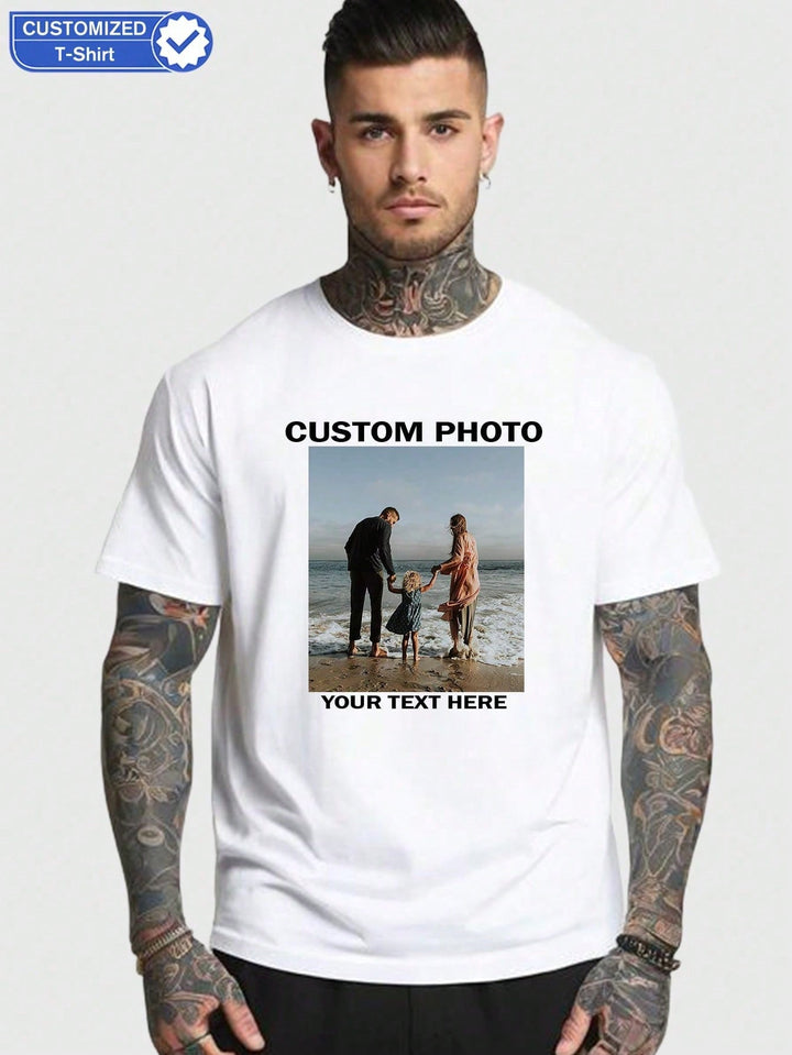 1PCS 100% Cotton Men's Printed T-Shirt. Handsome Men's T-Shirt. This Round Neck Cotton Short Sleeve T-Shirt Is Suitable For Holidays.