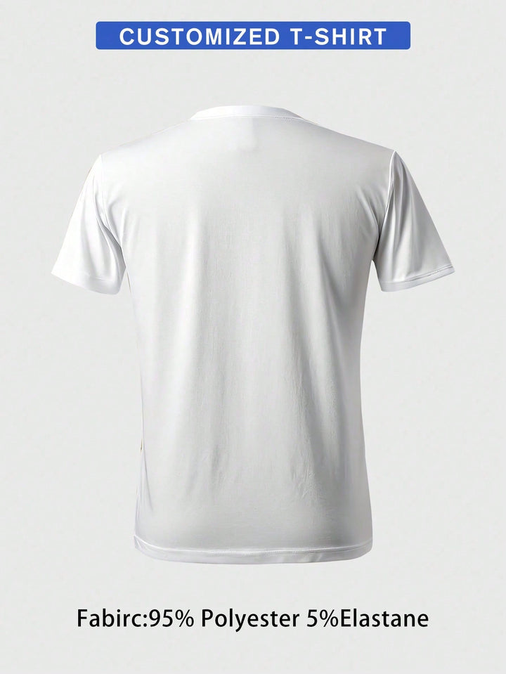 1PCS 100% Cotton Men's Printed T-Shirt. Handsome Men's T-Shirt. This Round Neck Cotton Short Sleeve T-Shirt Is Suitable For Holidays.