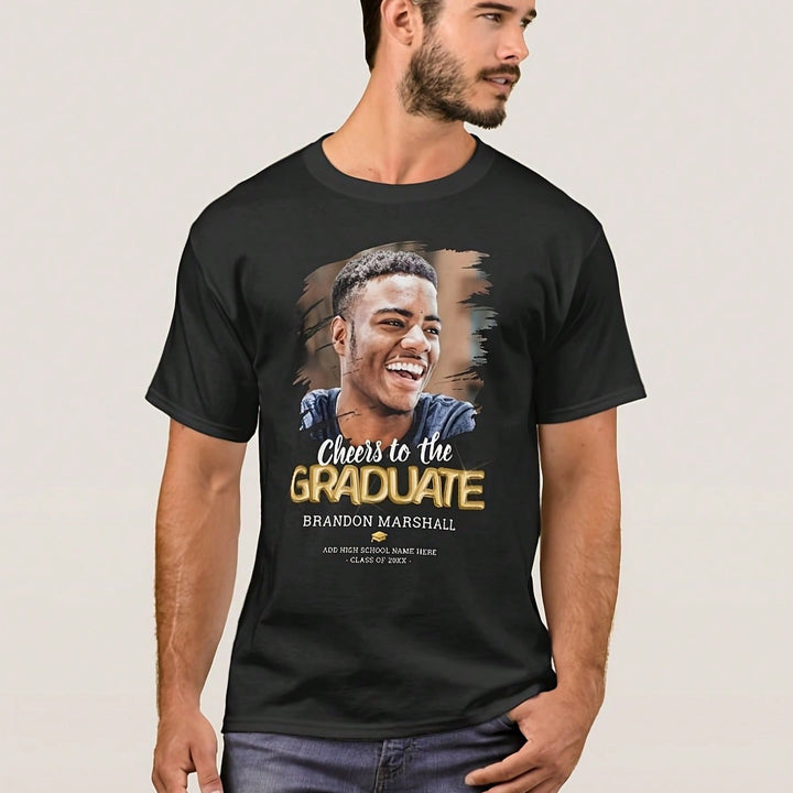 1PCS 100% Cotton Men's Graphic T-Shirt. Fashionable T-Shirt. This Round Neck Cotton Short Sleeve T-Shirt Is Suitable For Graduation Gifts