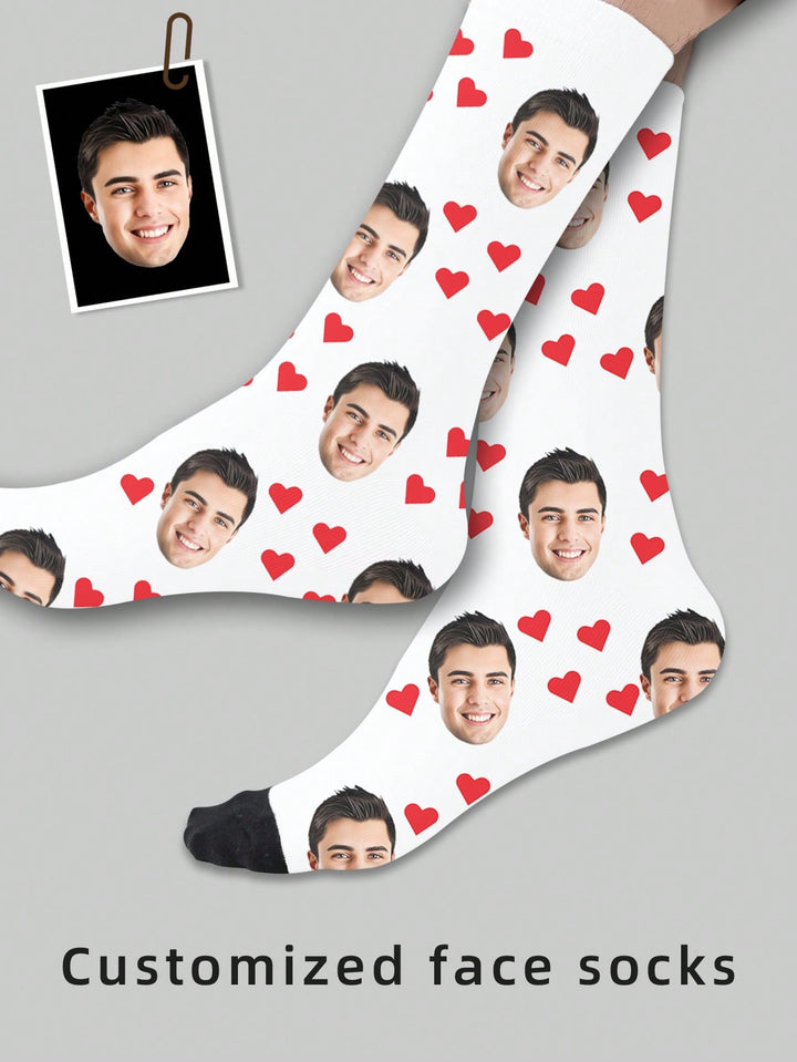 1足のカスタムフェイスソックス、カスタムフォトソックス、カスタムプリントソックス、パーソナライズされた面白い顔ソックス、カスタム写真ソックス、ソックスにどんな顔でも入れられる、記念日ギフト、バレンタインギフト、誕生日ギフト、結婚祝いの犬、愛らしい、コンパクト、面白い、心地よいカスタム、