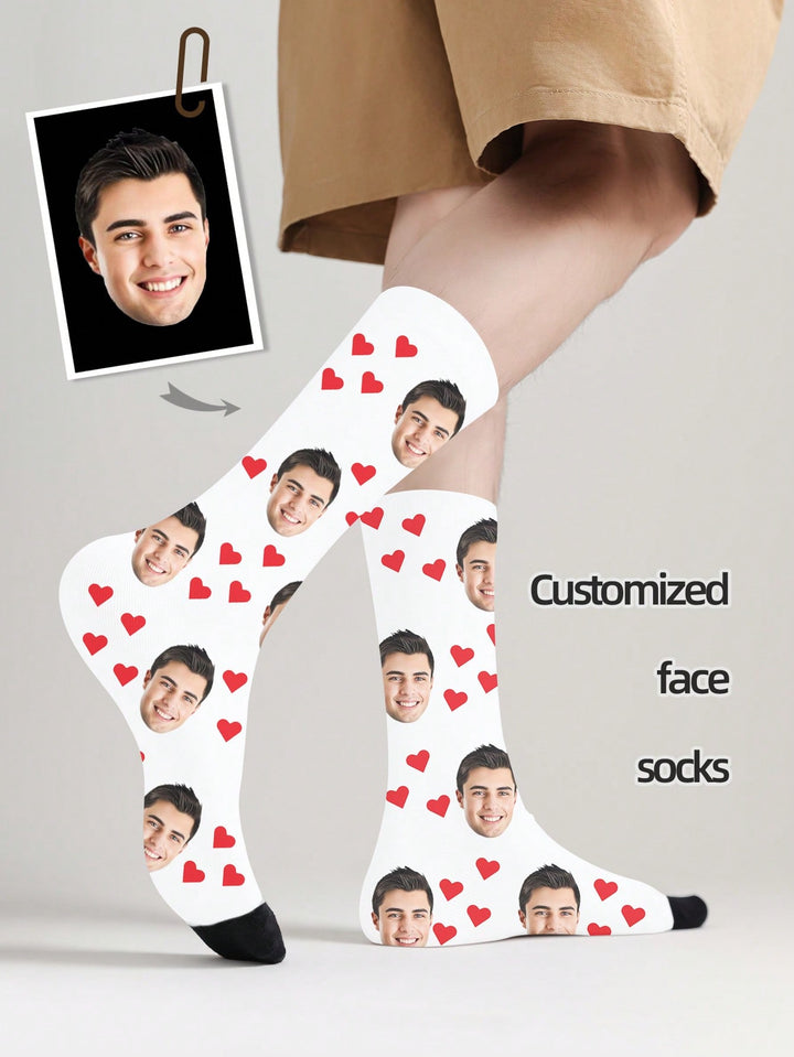 1足のカスタムフェイスソックス、カスタムフォトソックス、カスタムプリントソックス、パーソナライズされた面白い顔ソックス、カスタム写真ソックス、ソックスにどんな顔でも入れられる、記念日ギフト、バレンタインギフト、誕生日ギフト、結婚祝いの犬、愛らしい、コンパクト、面白い、心地よいカスタム、