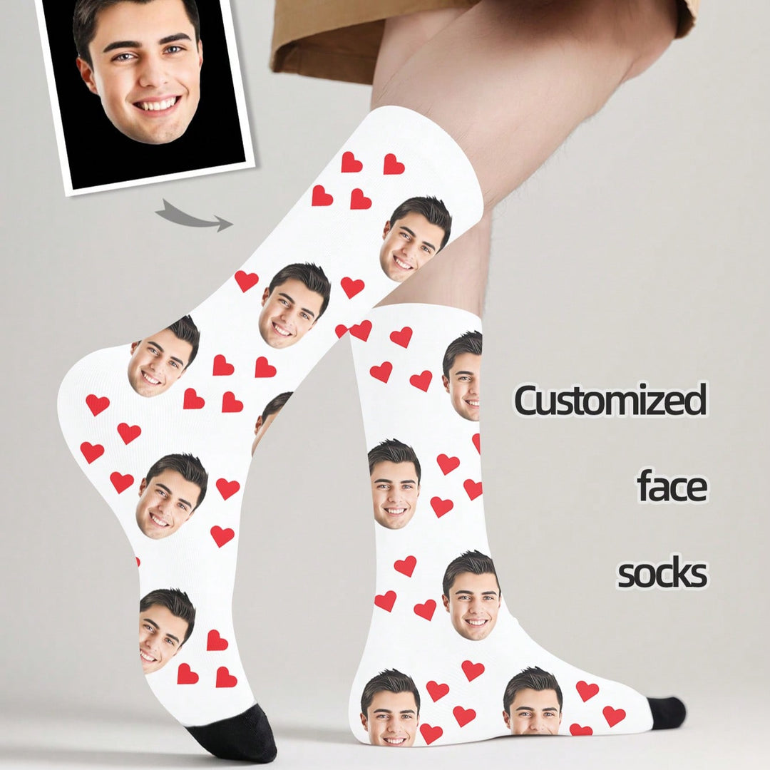 1足のカスタムフェイスソックス、カスタムフォトソックス、カスタムプリントソックス、パーソナライズされた面白い顔ソックス、カスタム写真ソックス、ソックスにどんな顔でも入れられる、記念日ギフト、バレンタインギフト、誕生日ギフト、結婚祝いの犬、愛らしい、コンパクト、面白い、心地よいカスタム、