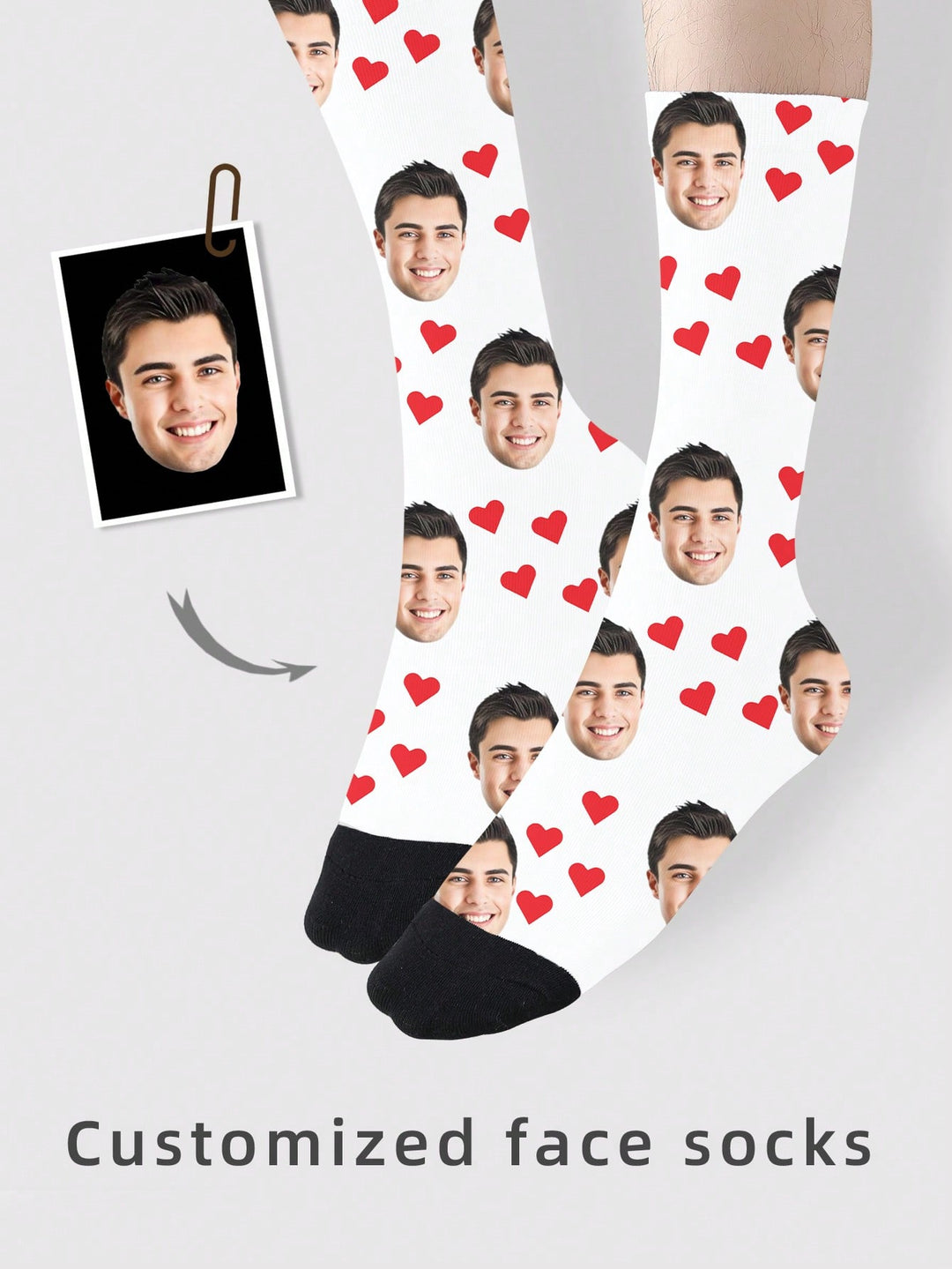 1足のカスタムフェイスソックス、カスタムフォトソックス、カスタムプリントソックス、パーソナライズされた面白い顔ソックス、カスタム写真ソックス、ソックスにどんな顔でも入れられる、記念日ギフト、バレンタインギフト、誕生日ギフト、結婚祝いの犬、愛らしい、コンパクト、面白い、心地よいカスタム、