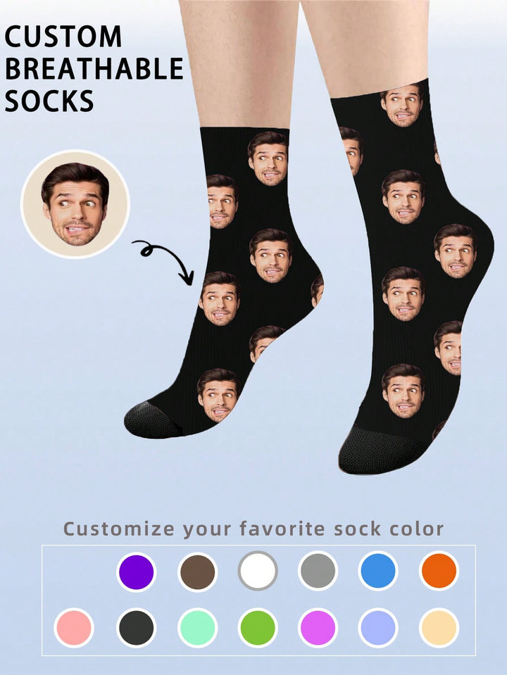 カスタムフェイスソックス1足、カスタムフォトソックス、カスタムプリントソックス、パーソナライズされた面白い顔ソックス、カスタム写真ソックス、ソックスにどんな顔でも印刷可能、記念日ギフト、バレンタインギフト、誕生日ギフト、結婚祝い