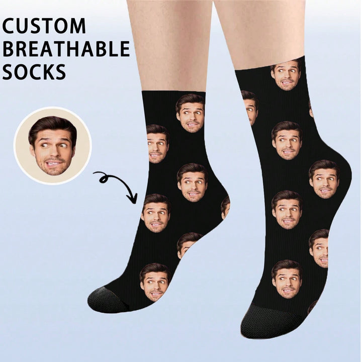 カスタムフェイスソックス1足、カスタムフォトソックス、カスタムプリントソックス、パーソナライズされた面白い顔ソックス、カスタム写真ソックス、ソックスにどんな顔でも印刷可能、記念日ギフト、バレンタインギフト、誕生日ギフト、結婚祝い