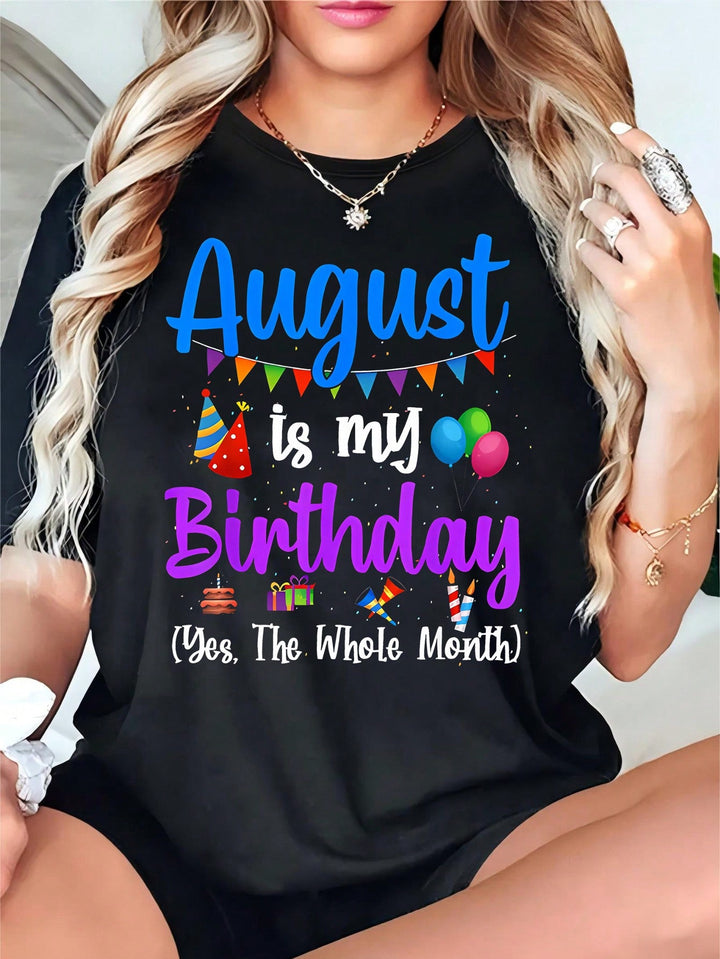 1PCS 100% Cotton Women's Graphic T-Shirt. The Perfect Birthday Gift, This Round Neck Cotton Short Sleeve T-Shirt Is Perfect For Birthdays.