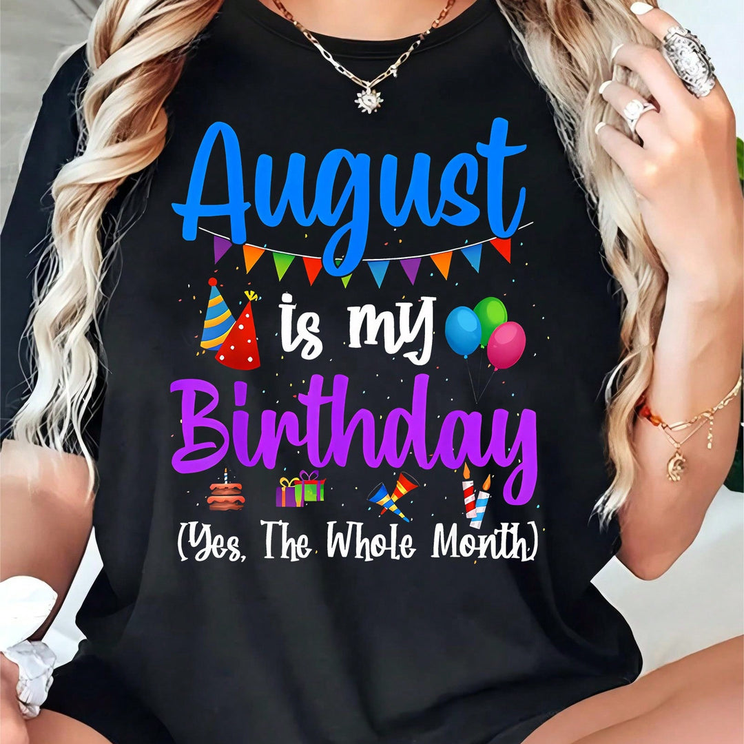 1PCS 100% Cotton Women's Graphic T-Shirt. The Perfect Birthday Gift, This Round Neck Cotton Short Sleeve T-Shirt Is Perfect For Birthdays.