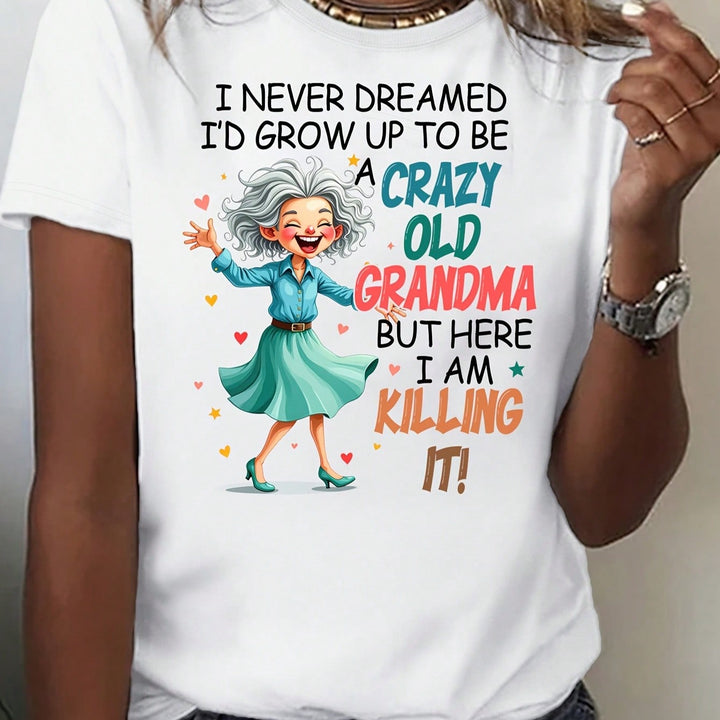 1PCS 100% Cotton Women's Graphic T-Shirt. With A Fun Graphic Print And Short Sleeves, This Round Neck Cotton Short Sleeve T-Shirt Is Perfect For A Party.