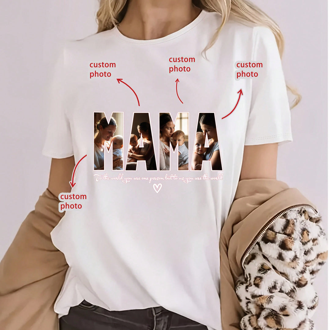 1PCS Piece 100% Pure Cotton Women's Patterned T-Shirt. Photo Printed Short Sleeves, Perfect For Festive Memorial Day Wear.
