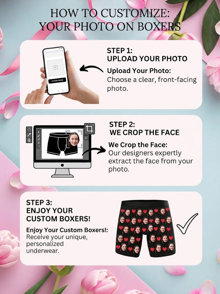 Design Your Face Custom Boxer Briefs Personalized Men's Underwear Funny Novelty Gifts for Him