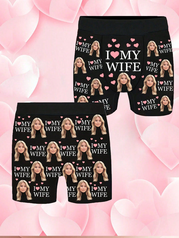 Custom Face Printed Boxer Briefs Wife Photo Underwear Sweet & Funny Gifts for Husband