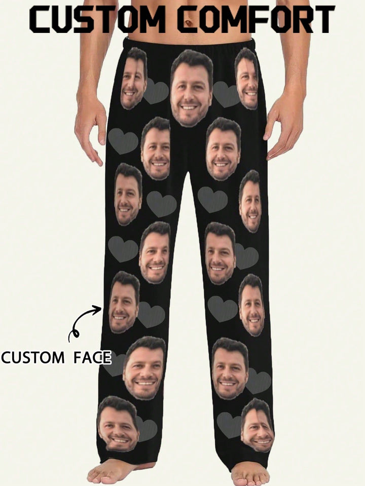 Custom Face Lounge Pants for Men Personalized Photo Pajama Pants Funny Sleepwear Gifts