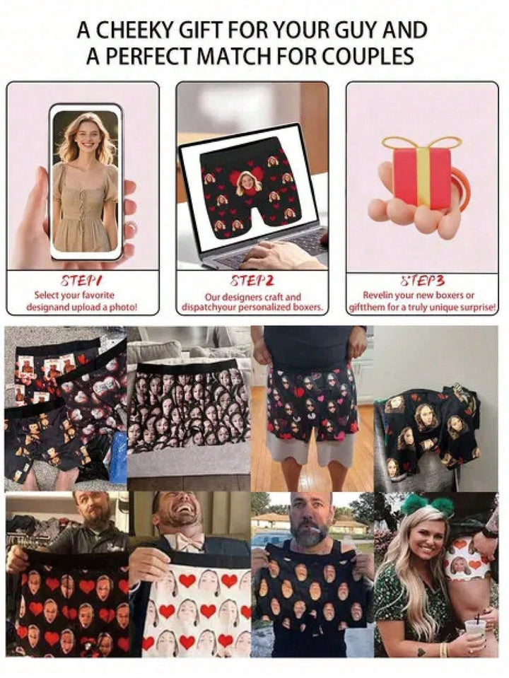 Custom Face Printed Boxer Briefs Personalized Photo Underwear for Him