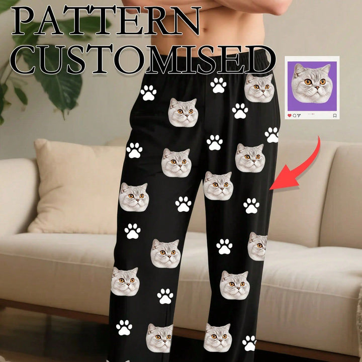 Custom Pet Face Pajama Pants | Personalized Cat & Dog Photo Lounge Bottoms