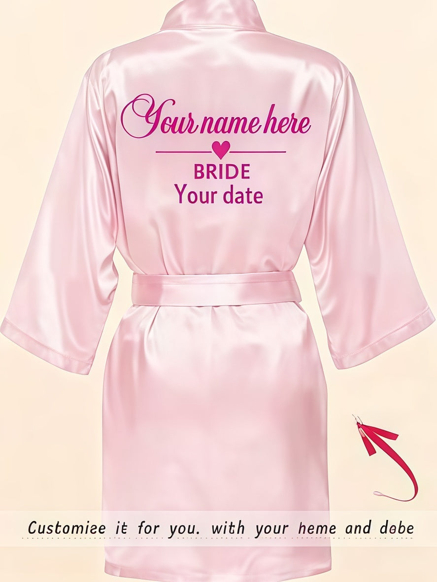 Custom Bride Satin Robe – Personalized Wedding Party Dressing Gown for Bridesmaid