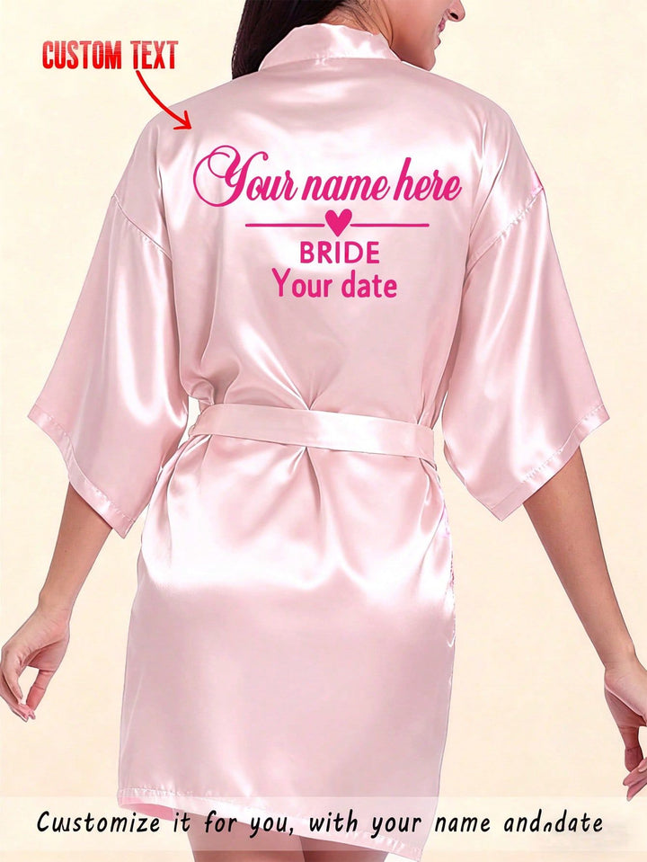 Custom Bride Satin Robe – Personalized Wedding Party Dressing Gown for Bridesmaid
