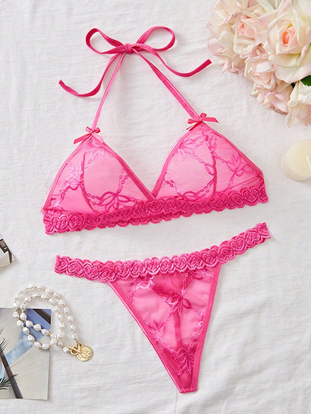 Personalized Erotic Passion Sheer Lace Intimates Set