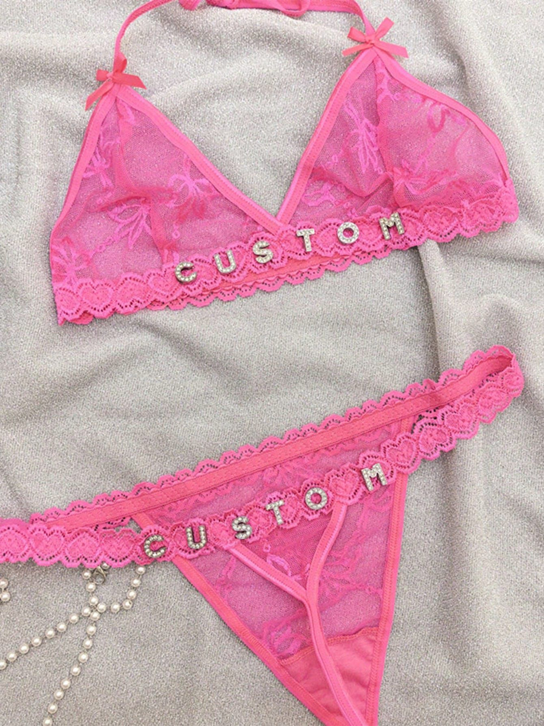 Personalized Erotic Passion Sheer Lace Intimates Set
