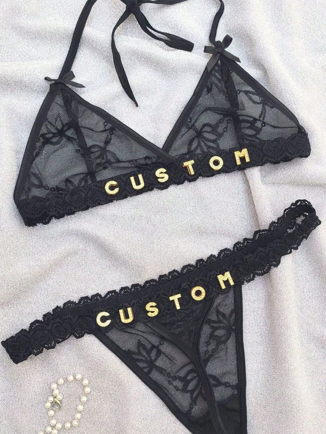 Personalized Erotic Passion Sheer Lace Intimates Set