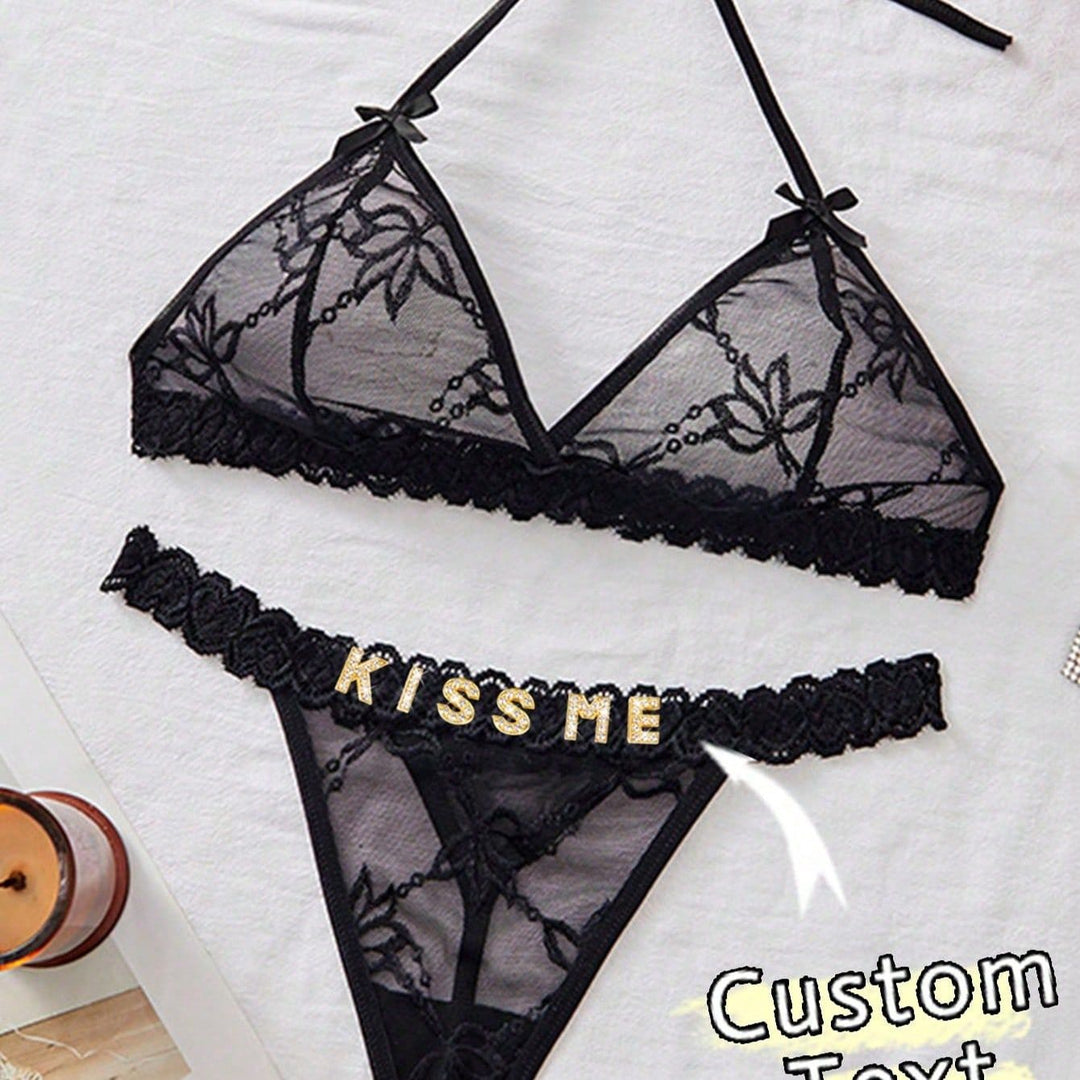 Personalized Erotic Passion Sheer Lace Intimates Set