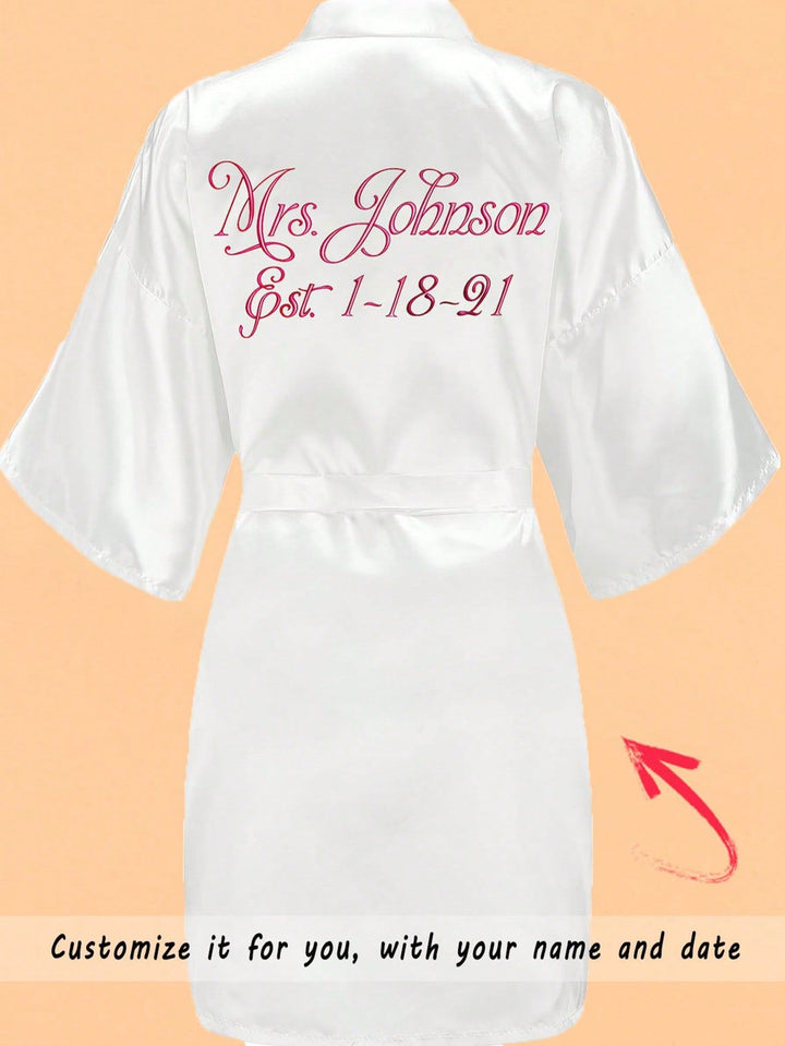 Customized Bride Satin Robe with Personalized Name & Wedding Date