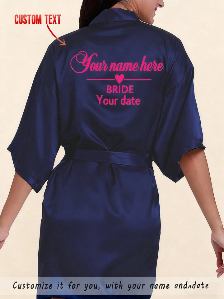 Custom Bride Satin Robe – Personalized Wedding Party Dressing Gown for Bridesmaid
