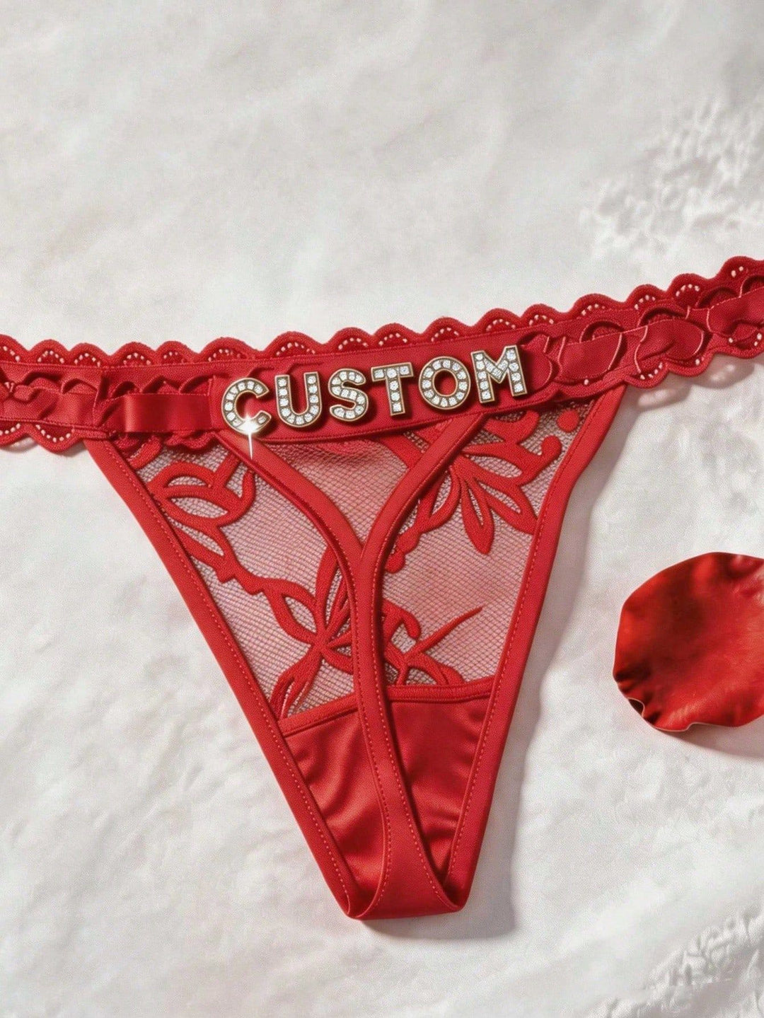 Custom Rhinestone Letter Thong Personalized Name Lace Panties Sexy Intimates